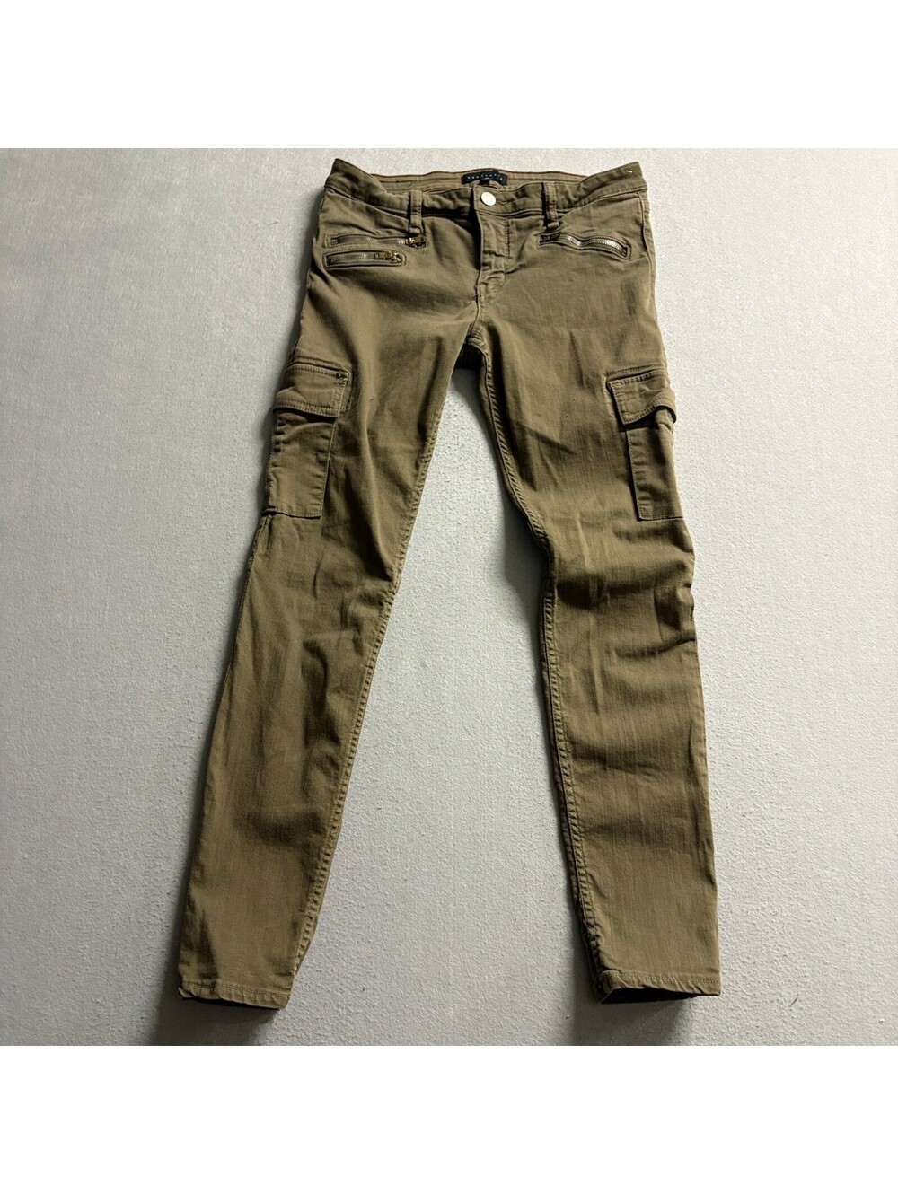 Sanctuary Skinny Cargo Pants Womens 27 Olive Green Utility Zipper Details